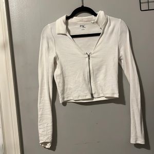 White zip-up top
